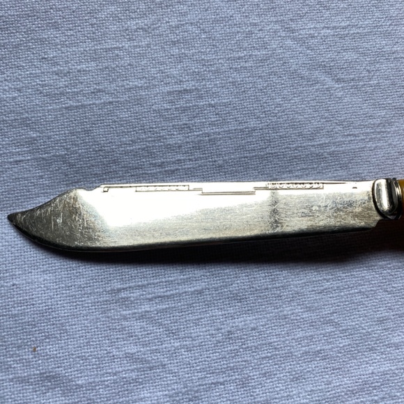 6x fish knives Bakelite butterscotch handled silver plate blade VTG 1930s - Picture 3 of 4